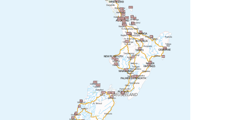 Neuseeland Reiseführer mit Reiseführer mit Sehenswürdigkeiten  per Stadtplan